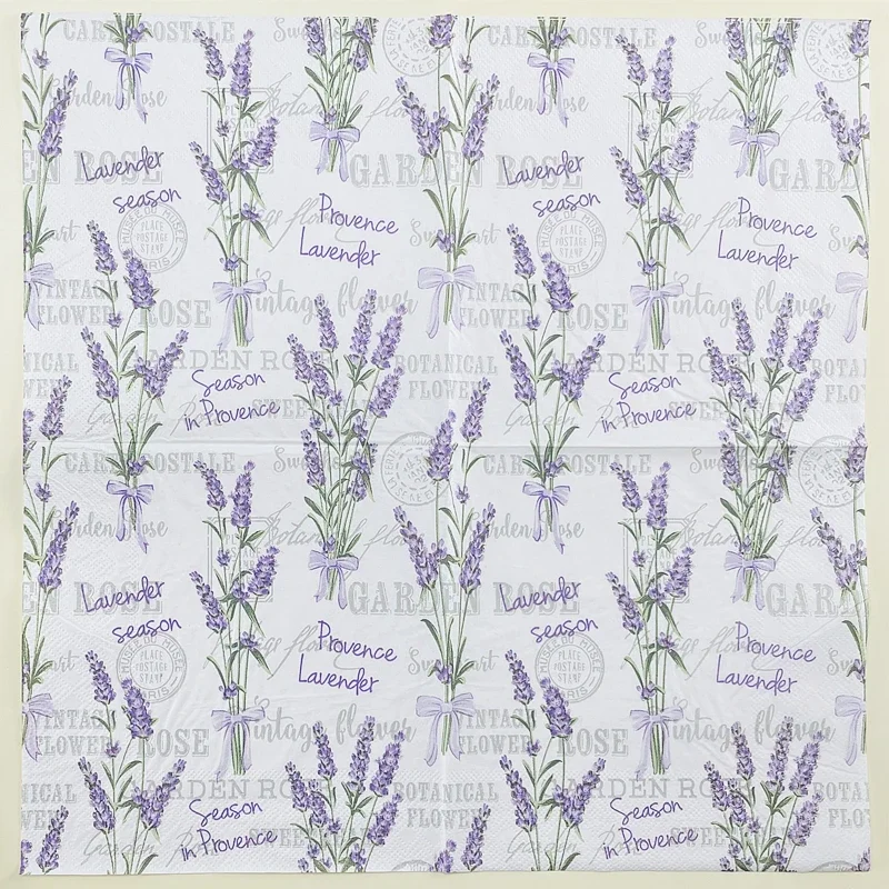 20pcs/Pac 33cm Printed Paper Napkins Square Paper Placemats Party Color Towels Lavender Coloured Napkins Mouth Cloth