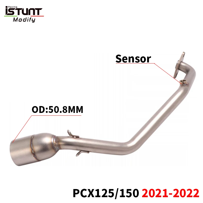 Slip On For Honda PCX125 PCX150 PCX 125 150 2021 2022 Motorcycle Exhaust System Front Link Pipe Escape Moto Muffler With Sensor - Image 3