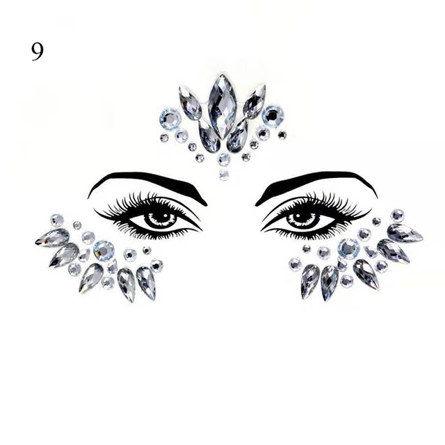 Crystal Tattoo Sticker Drill Stickers Eyes Sticker Party Face Stickers Face Decoration Diamond Masquerade Temporary Tattoo