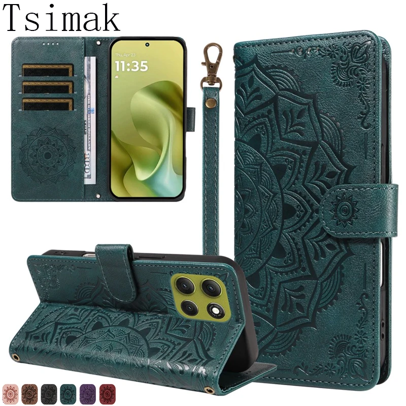 Elegant Leather Mandala Flower Wallet Flip Phone Case