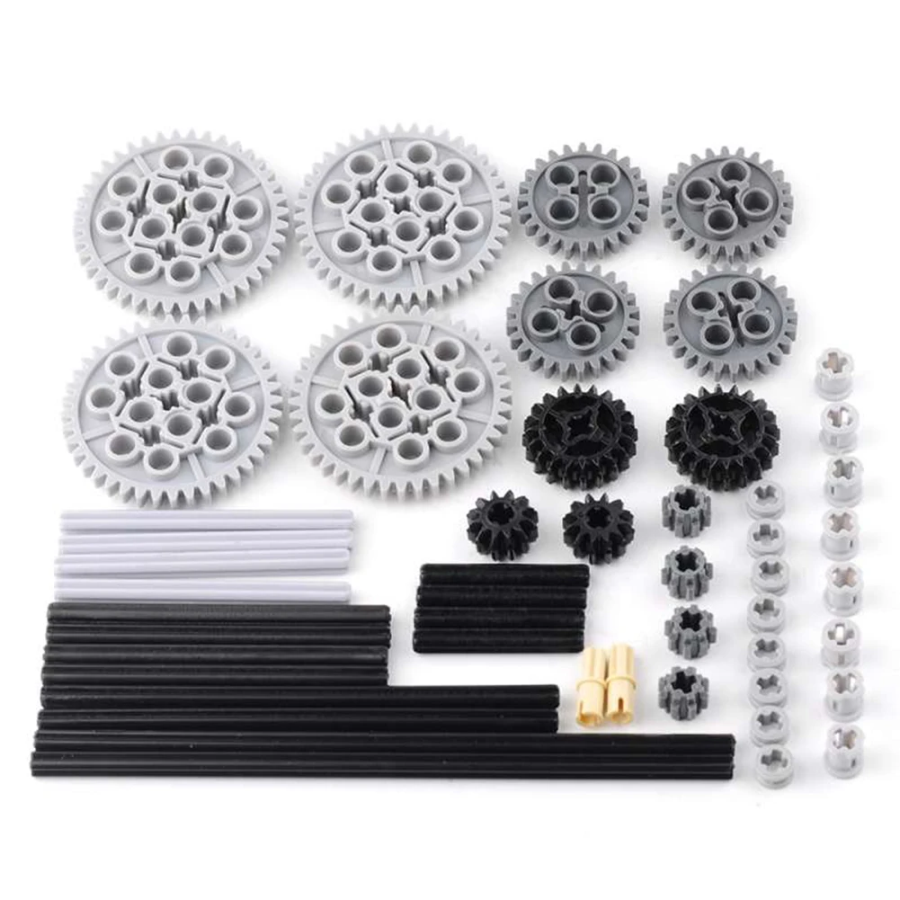 50PCS MOC Technical Gear and Axle Frictionless Cross Pins Pack For legoeds 10928 51416 3649 3648 3647 3749 3713 32123 32269 3708 building block accessories