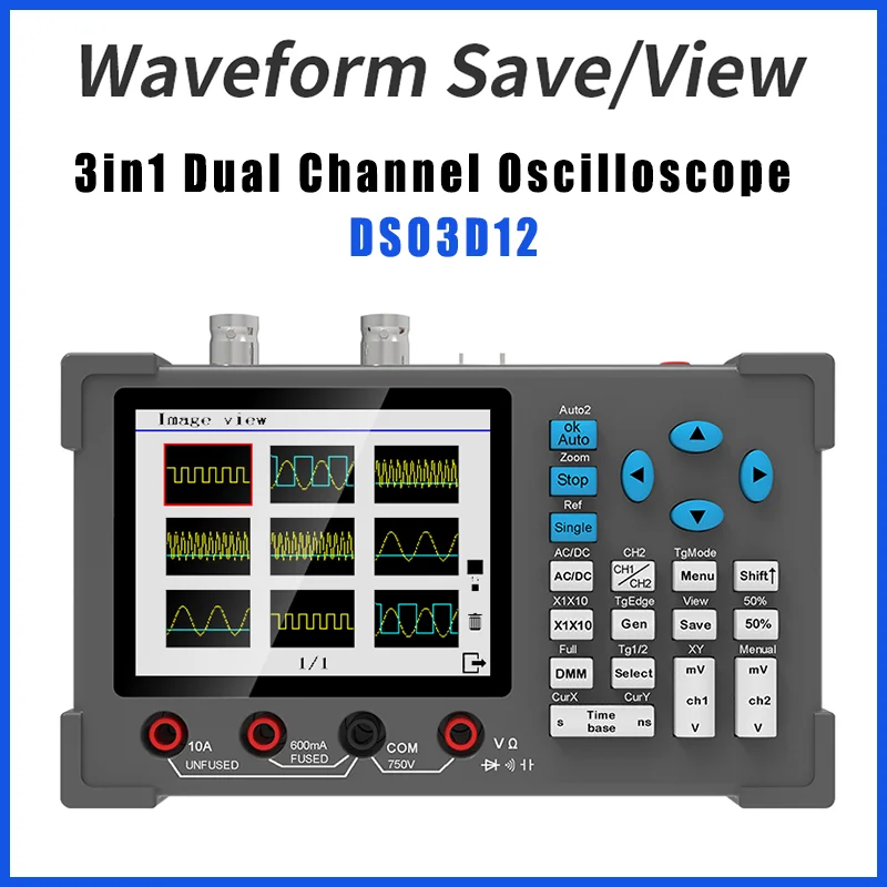 ZEEWEII DSO3D12 120M Bandwidth Dual-Channel Multimeter 3-In-1 Signal Generator 250MSa/S Sampling Rate Oscilloscope Multimeter