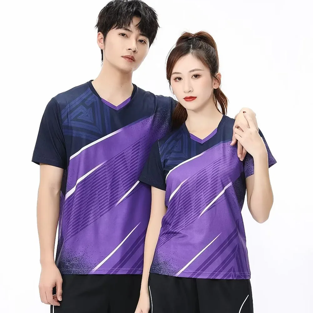 Men Women Kids Tennis Ping Pong T-shirt Short Sleeve Sports Tops Quick Dry Couple Family Summer Badminton Volleyball Jersey