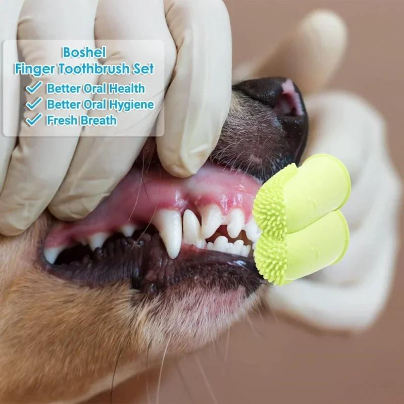 1pc Dog Super Soft Double Finger Toothbrush Pet Teeth Clean Bad Breath Care TPR Tooth Brush Clean Tool Dog Toothbrush Accessorie