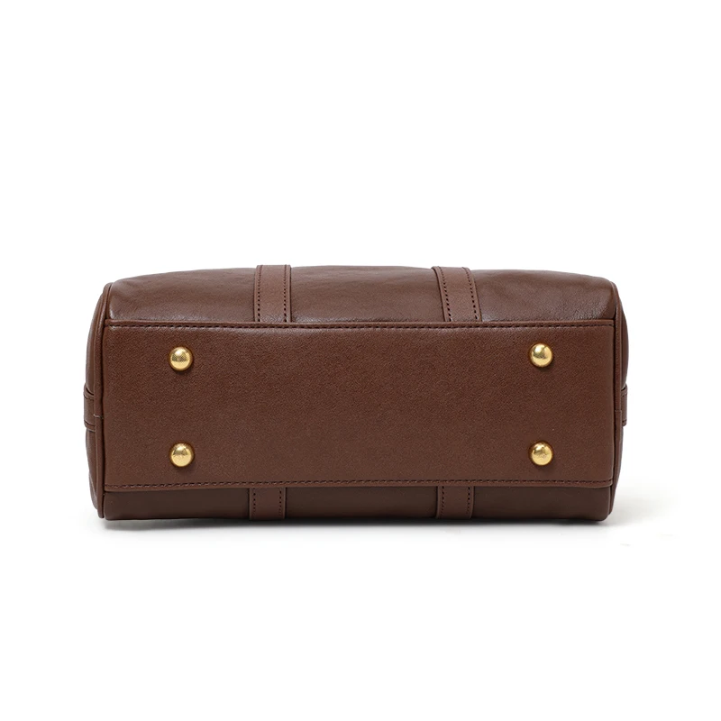 European and American retro leather portable Boston women's bag vegetable tanned cowhide messenger pillow bag classic versatile 5