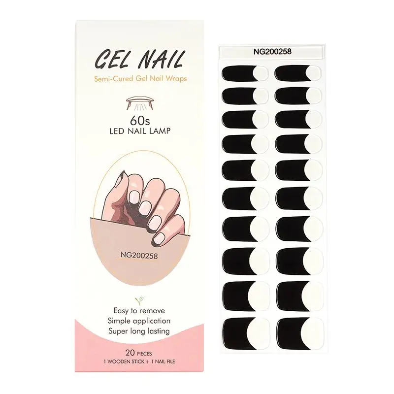 Nail Stickers 16/20Tips Semi-Cured Adhesive Waterproof Long Lasting French Gel for Manicure nail stickers,nail decals
