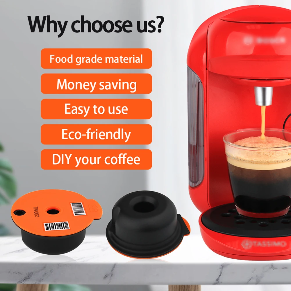 Coffee Capsule Filter with Spoon Brush Coffee Capsule Reusable Refillable Heat-resistance for Home Kitchen Office