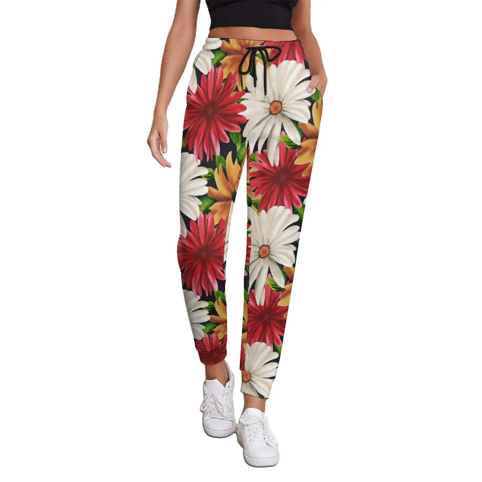 

Colorful Sunflower Baggy Pants Floral Leaves Print Vintage Big Size Joggers Spring Womens Design Hippie Trousers