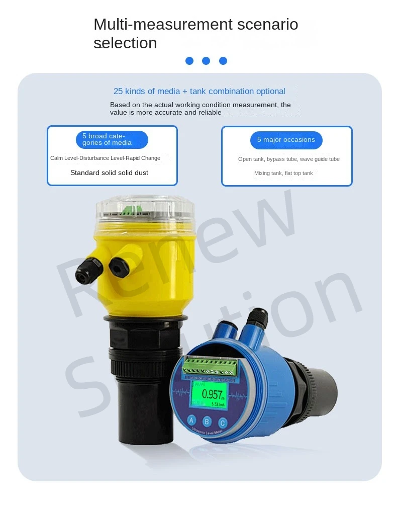 5m 10m 4-20ma Integrated Ultrasonic Level Meter Olive Oil Rs485 Relay Ultrasonic Water Level Sensor Transmitter 2 wires 4 Wires