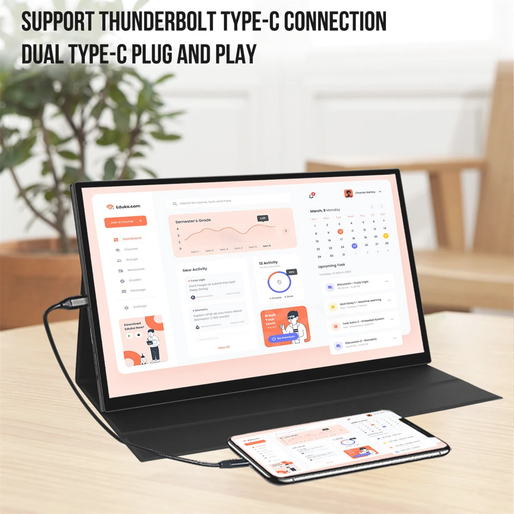 14 ġ ġ  PC ӿ ޴  IPS г 1920x1080P USB Ÿ C HDMI-ȣȯ ÷, ƺ ȭ Ʈ