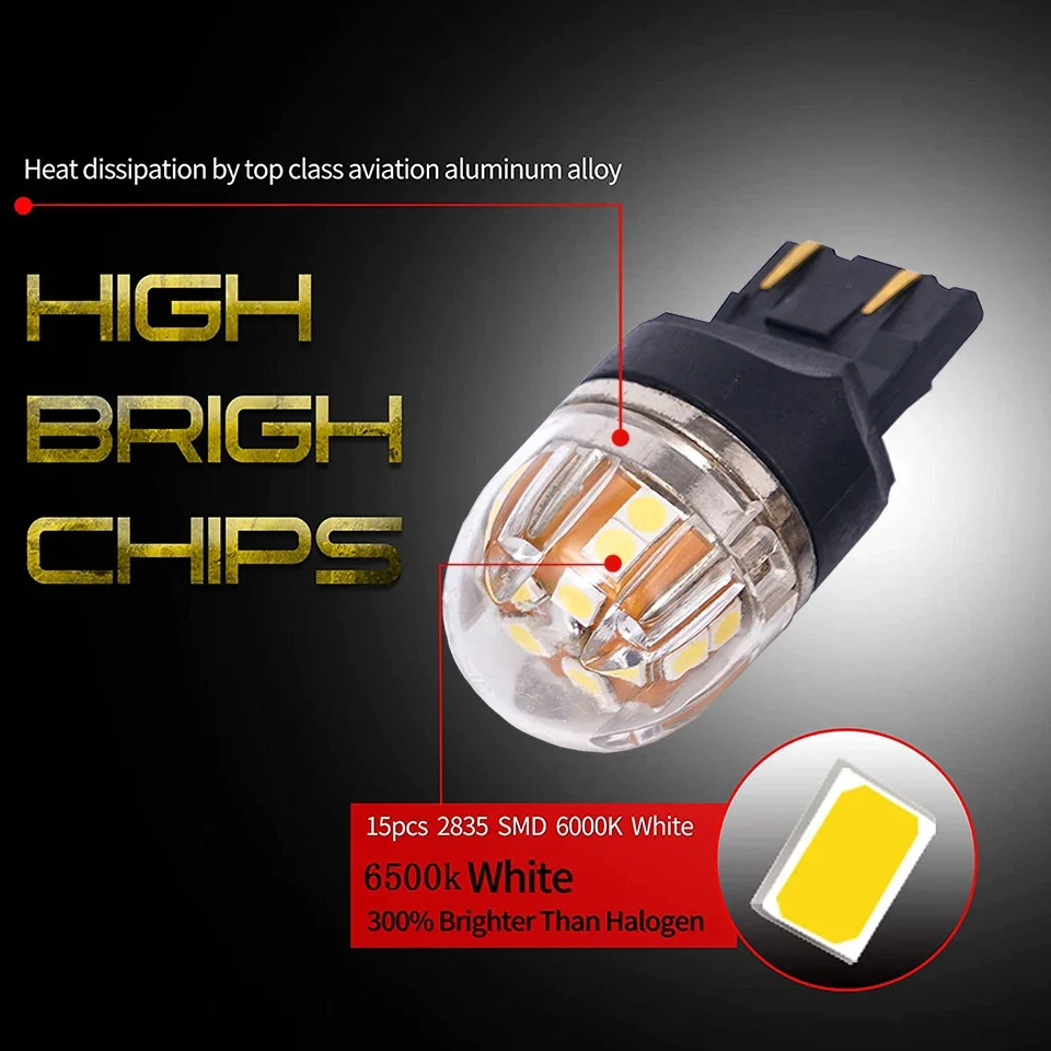 7443 LED �ڵ��� ����, �ſ� ���� �ڵ� ���� ����, ������ ���� ���� ���õ�, 6000K ȭ��Ʈ ��� ��� ����, W21 5W, T20, 2 ��