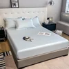 Fitted Sheet Pure Color Silk Bed Sheet Pure Natural Mulberry Silk Mattress Cover Elastic Band Fixed Silk Bedding 140x190Cm 2