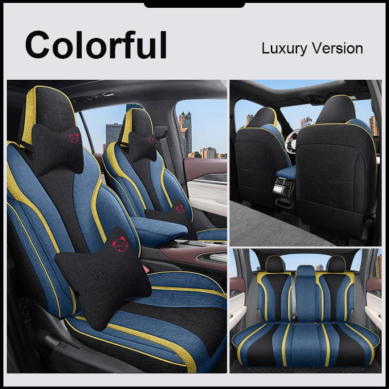 thumbnail image 1 of Funda de asiento de coche de lino personalizada específica para Geely Monjaro transpirable con juego completo delantero y trasero para Greey Xingyue L, 1 of 5