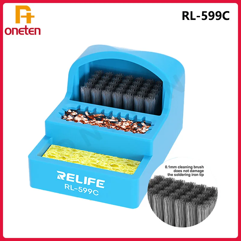 RELIFE RL-599C 지능형 납땜 다리미 팁 클리너, 노즐 보호, 정전기 방지, 붙지 않는 주석 휴대폰 수리 도구, 3 in 1