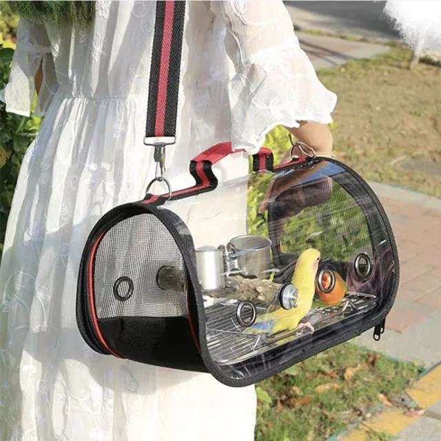 Bird Transport Cage Bird Travel Carrier with Perch Breathable Space Parrot Go Out Backpack Multi-functional Bird bag Outdoor 5