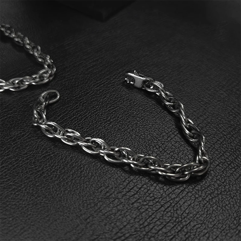 7MM Pure Titanium Twist Chain Bracelet Skin Friendly Braid Rope Bracelets for Men & Women 18 CM 4