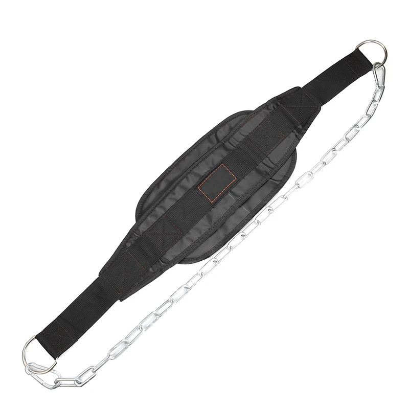 Fitness Dip Belt com corrente de aço, costura dupla, halterofilismo, musculação, pesados
