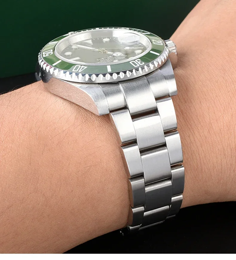 Premium 904L Stainless Steel Oyster Watch Band - Men's Elegant Metal Strap, 20mm/21mm