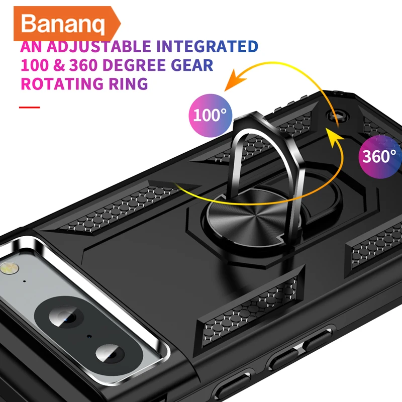 Shockproof Metal Finger Ring Bracket Armor Case with Magnetic Car Holder - Premium Phone Cover