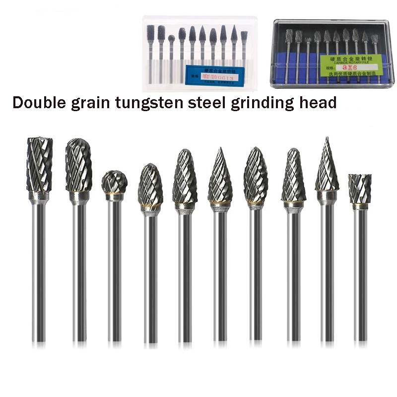 

1/10pcs 1/8" Shank Tungsten Carbide Milling Cutter Rotary Tool Burr Double Single Cut Rotary For Dremel Tools Electric Grinding