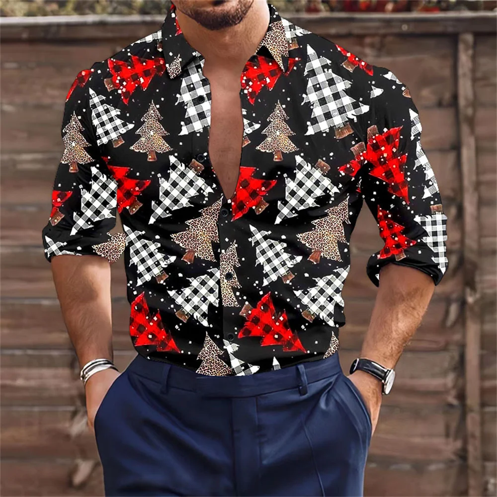 Fiesta de Navidad de año nuevo 2023 camisa de moda masculina copo de nieve árbol de Navidad patrón de alta definición nuevo prisma b2 libro del alumno