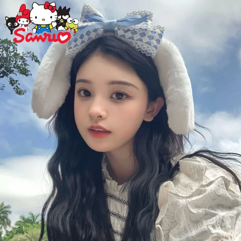 Sanrio Kuromi Melody Cinnamoroll Pochacco Cute Hairbands for Autumn/Winter Cartoon Plush Girl Headbands Selling Hair Accessories