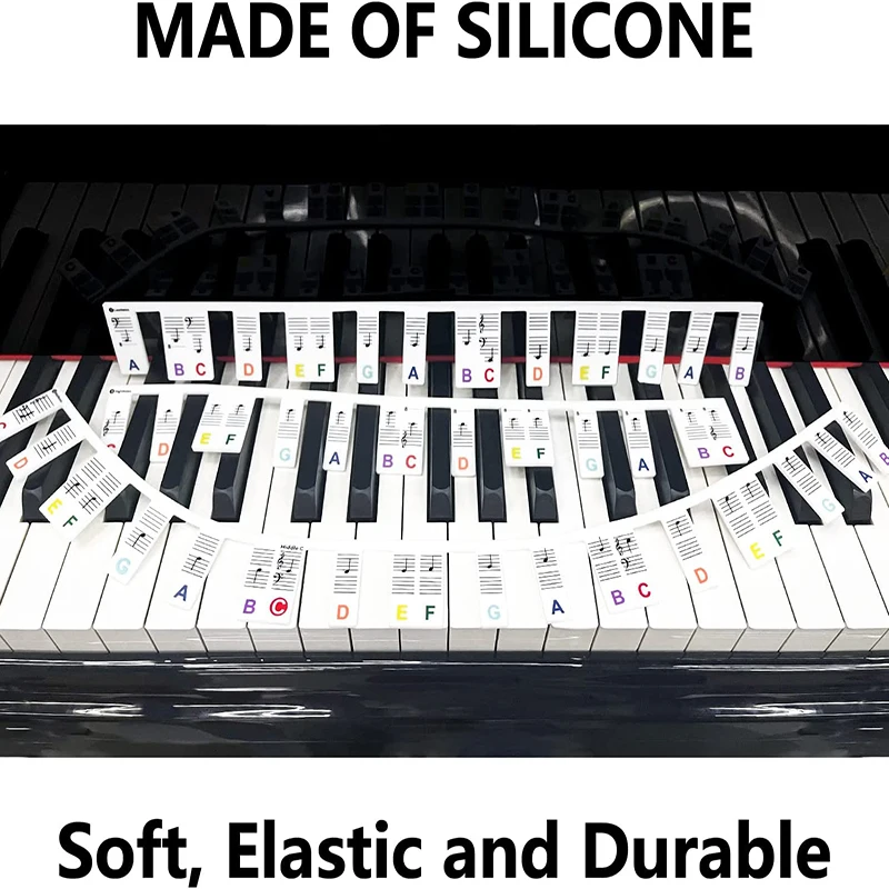 Piano Key Stickers 88 Keys Removable Silicone For Beginners Kids Electronic Note Bar