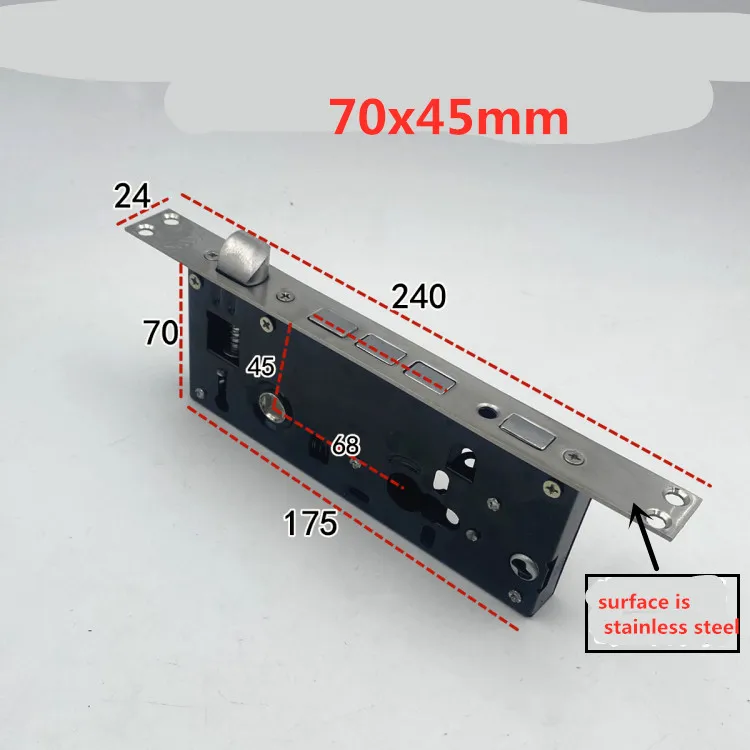 Door Lock Mini Padlock Locker Lock 24x240mm Universal Narrow Security Mortise Door Lock body Size 70*45MM 70*50 MM Mortise door Locks Accessories