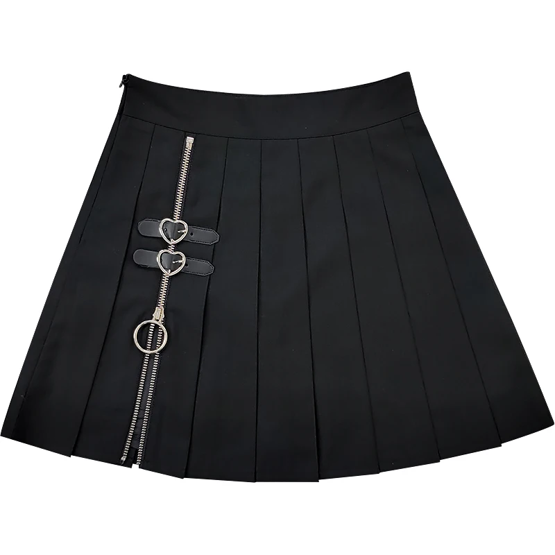Gothic Black Pleated Mini Skirt Women Skort Punk Zipper High Waist Summer Kawaii Fashion 2022 Aesthetic Tennis Shorts Skirts