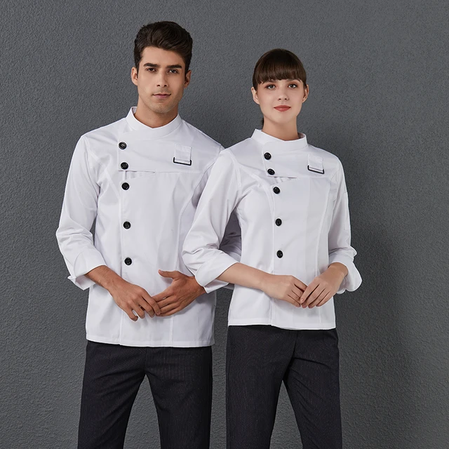 Uniforme de Chef maestro para hombre y chaqueta de cocina restaurante, panadería, Hotel, cafetería, ropa de trabajo, con cinturón, abrigo de cocinero _ - AliExpress Mobile