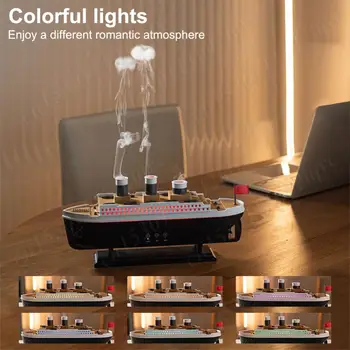 250ml Titanic Ship Model Air Humidifier Essential Oil Diffuser Jellyfish Smoke Ring Spray Aroma Diffuser Night Light for Home 1