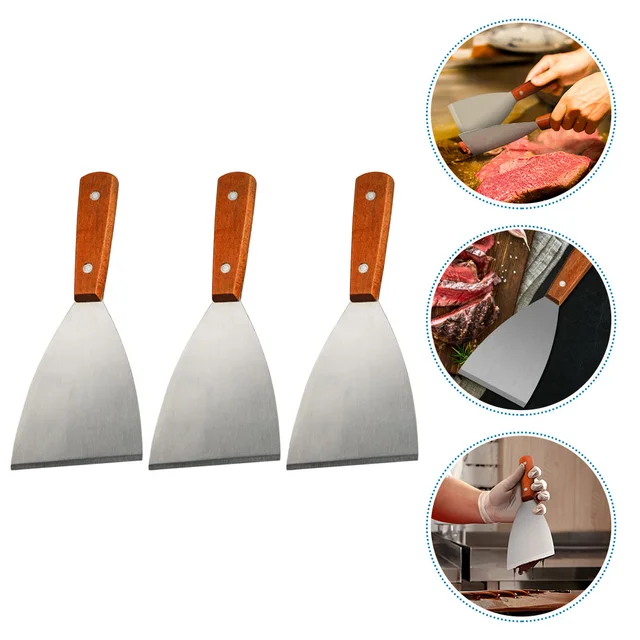 3 Db Sütőtálca Készlet Főzési Grill Spatula Sütés Steakkaparó Fém 21,5X9Cm Kültéri Rozsdamentes Acél Többcélú