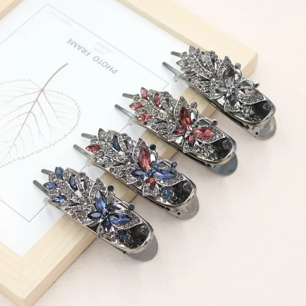 

Korean version diamond set rhinestone crystal duckbill clip dish hair horn clip hairpin mother horsetail clip holiday hairpin