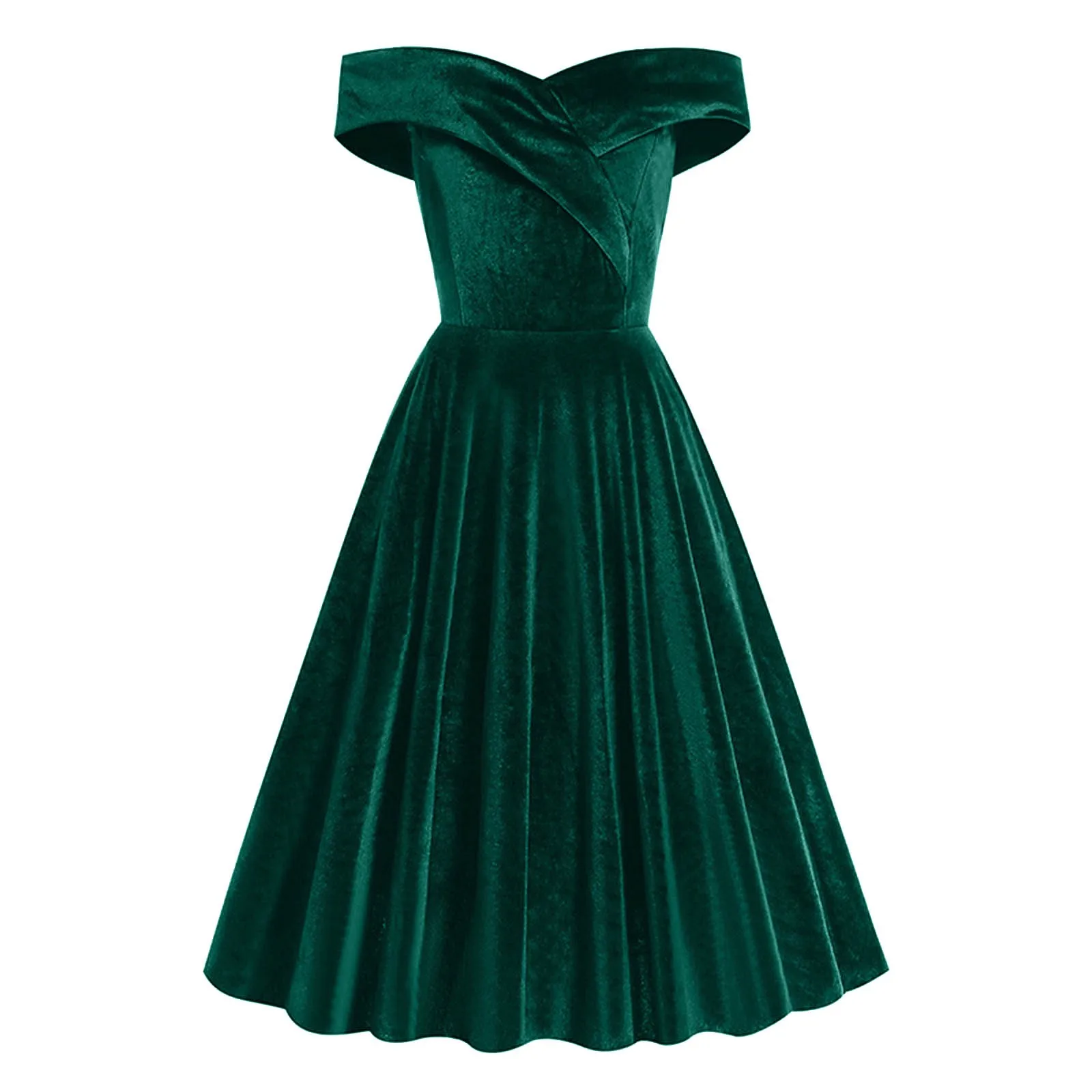 

Elegant Off Shoulder Sexy Women Solid Velvet Winter Long Dress Fit and Flare Vintage Ladies Party Swing Dresses 2023 New Fashion