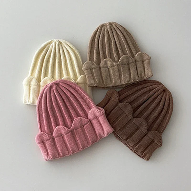 

Winter Cute Kawaii Warm Baby Girl Hats Beanie Outdoor Autumn Knit Korean Style Cake Shape Bonnet for Toddler Boy Girl Caps