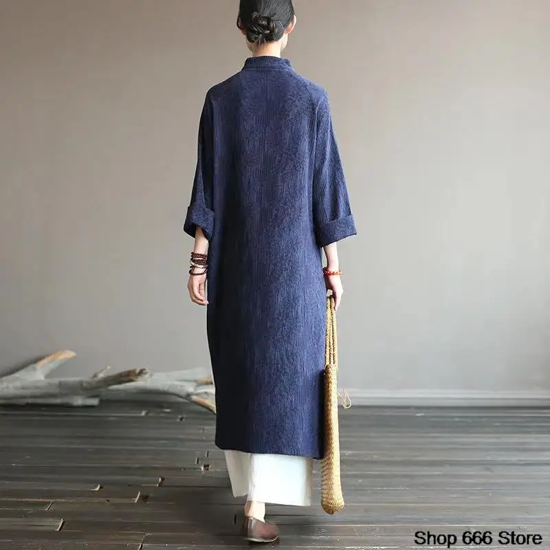 Traditional Chinese Women's Cheongsam Cotton Linen Robe New Female Robe Retro Femeal Top Skirt Shirt HanfuTang Suit Party Dress