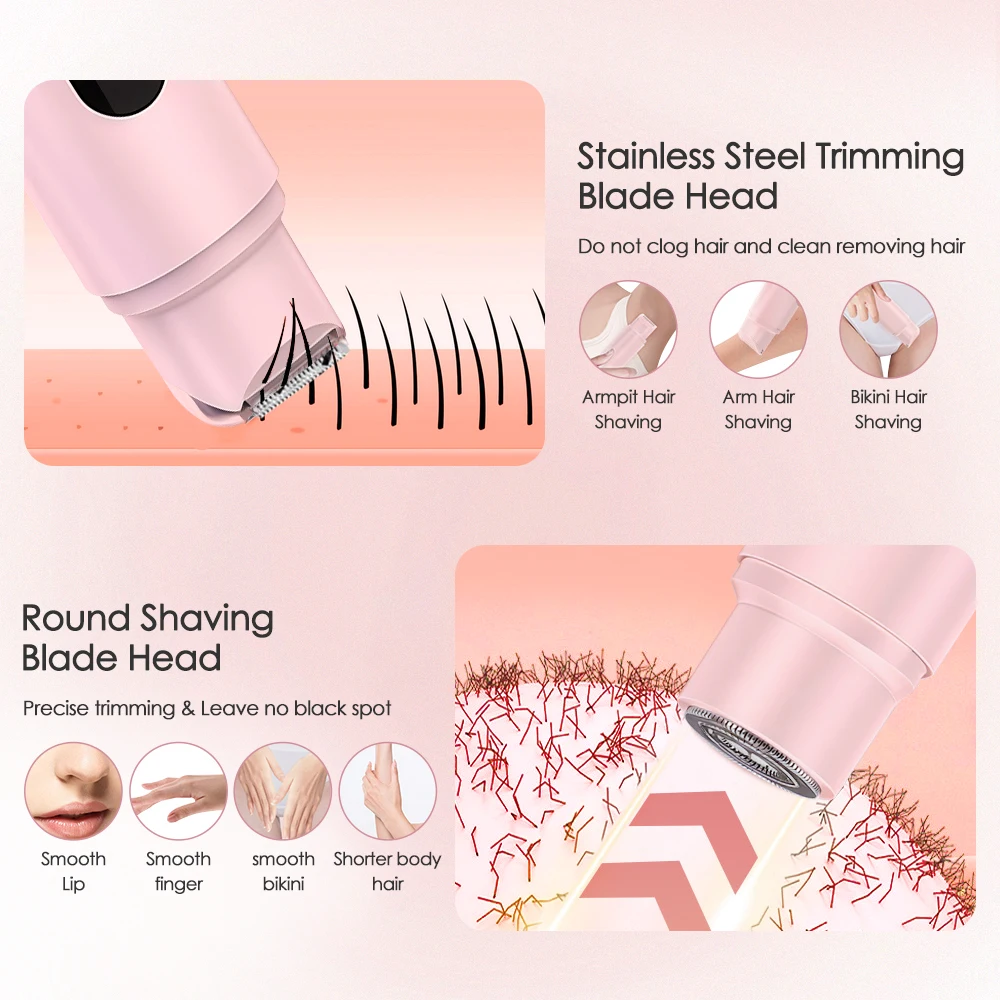 Electric Epilator for Women Bikini Hair Removal Rechargeable Portable Facial Shaver for Body Painless Eyebrow Razor Waterproof