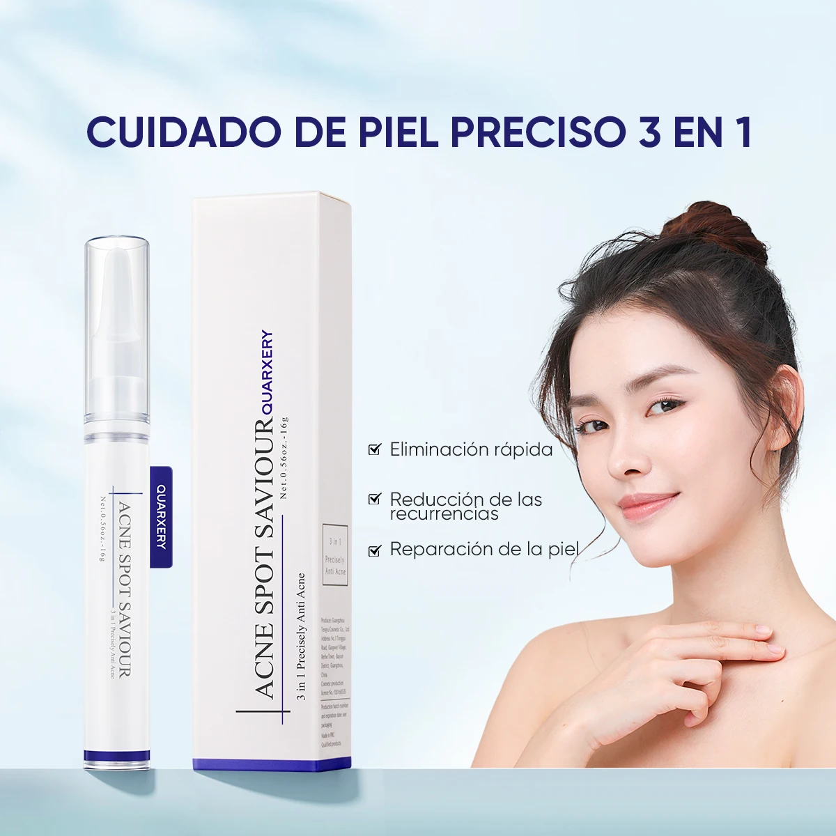 QUARXERY Lapicero Antiacné 3 en 1 | Tratamiento Preciso para Acné Localizado