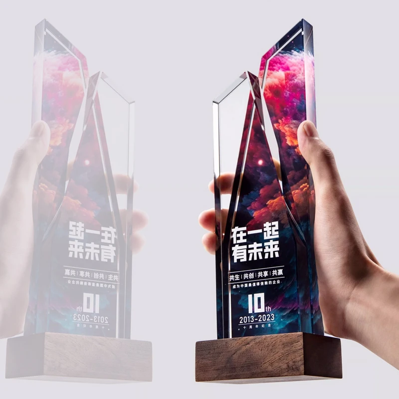 Customized Crystal Trophy, Color Printing Prize Sports Annual Meeting Awards Outstanding Employee Souvenir, Home Decoration, 1Pc