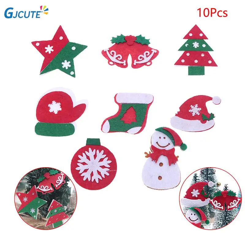 

10Pcs Miniature Christmas Tree Santa Claus Snowman Socks Gloves Bell Pentagram Ornament Xmas Mini Decor for 1:6 1:12 Dollhouse