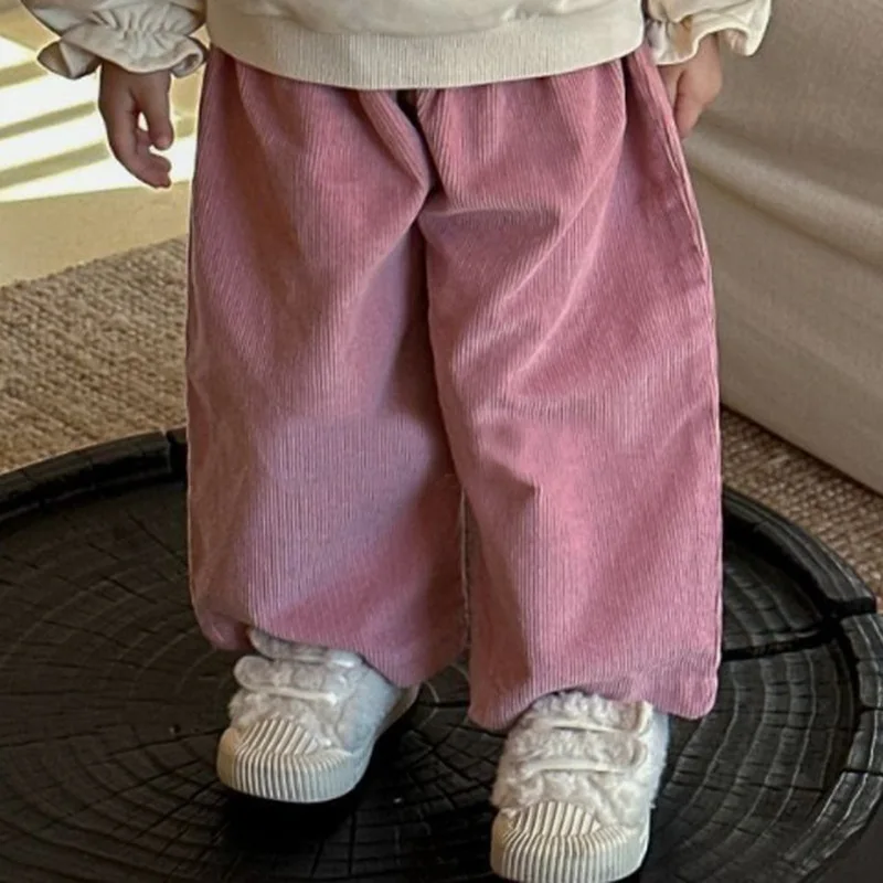 

Korean girls' new autumn and winter trousers simple fashion loose children's casual elastic wide leg pants leggings