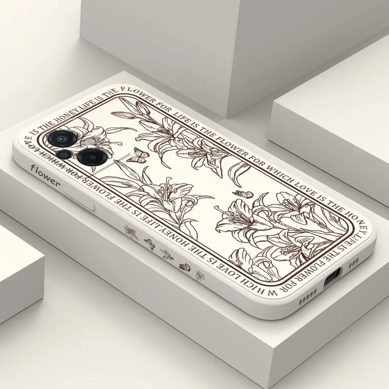 Elegant Line Art Floral Silicone Phone Case