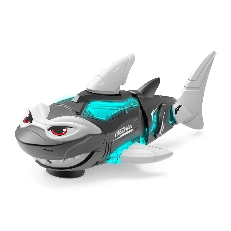 New Cross-Border Electric Toys Universal Walking Machines Shark Lights  Music Spray  Boy Toys Best Birthday Gift for Children 4