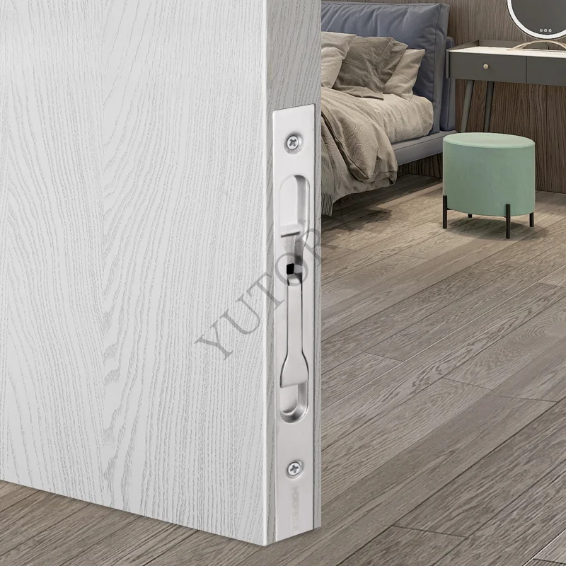 Dark latch 8 inch stainless steel gold brushed wooden door buckle double door invisible bolt