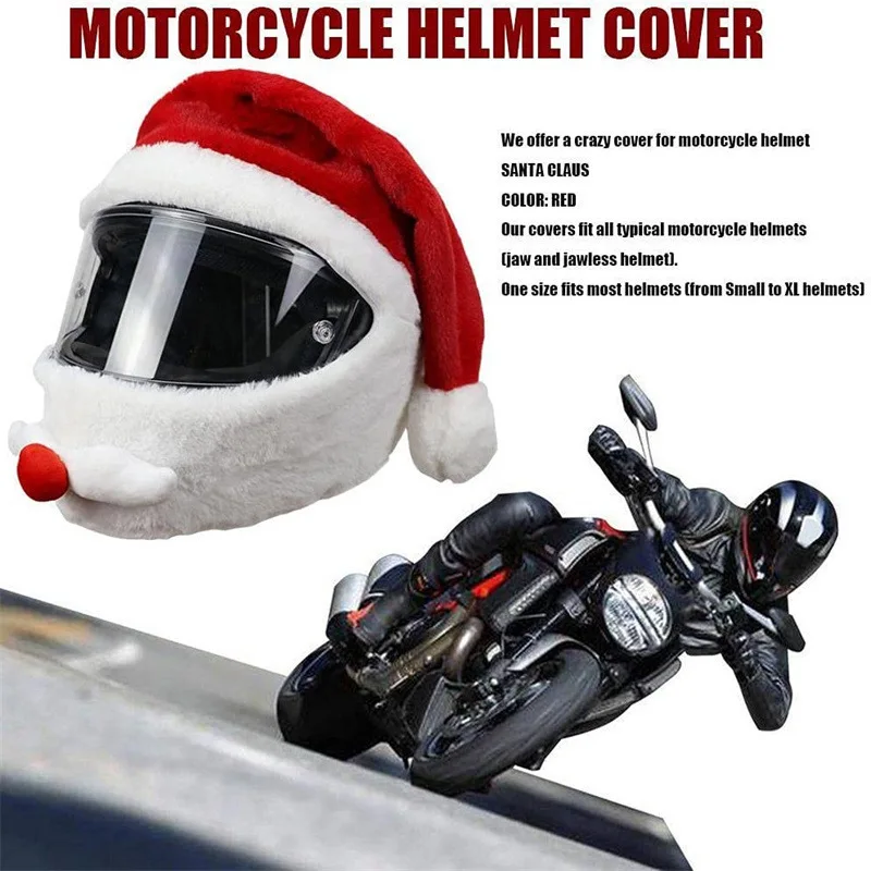 Christmas Hat Motorcycle Helmet Cover Plush Soft Funny Headgear Festive Atmosphere Santa Claus Costume Christmas Gift