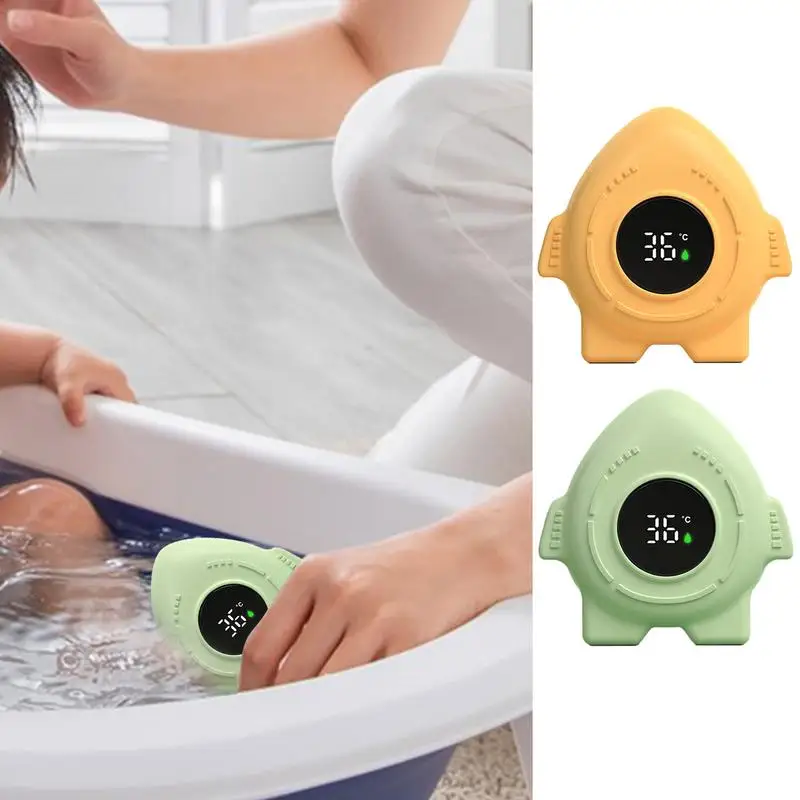 

Baby Bath Temperature Meter Cute Cartoon Rocket LED Display Temperature Tester IPX9 Waterproof Battery Operated Floating Meter