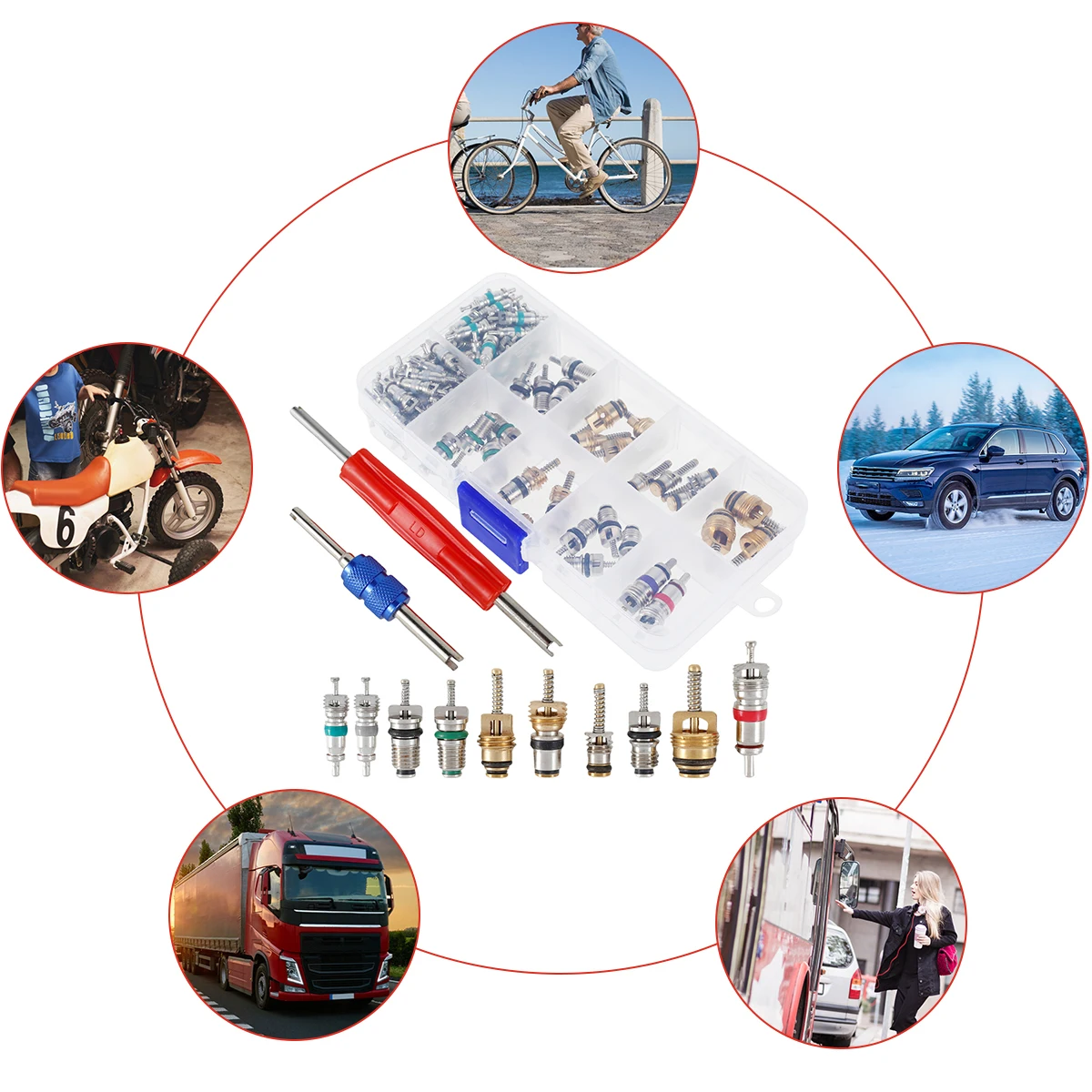 R12 Valve Core Remover Tool Installer Air Conditioner Valve Stem Core Dismantling Tool 102Pcs for Auto Car A/C Tire air conditioning valve core tool air conditioning valve core car ac control valve