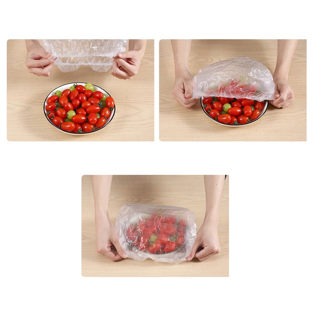 100PCS Disposable Bowl Cover Elastic Food Dust Covers Plastic Wrap Cover  Fresh Food Storage Saran Wrap For Refrigerator Kitchen - AliExpress