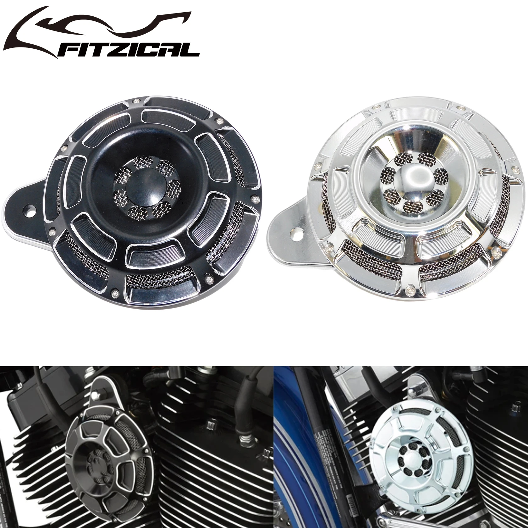 MotorcycleCNCAluminumLoudSpeakerCoverBlackChromeHornKitCoverForHarleySportsterXL