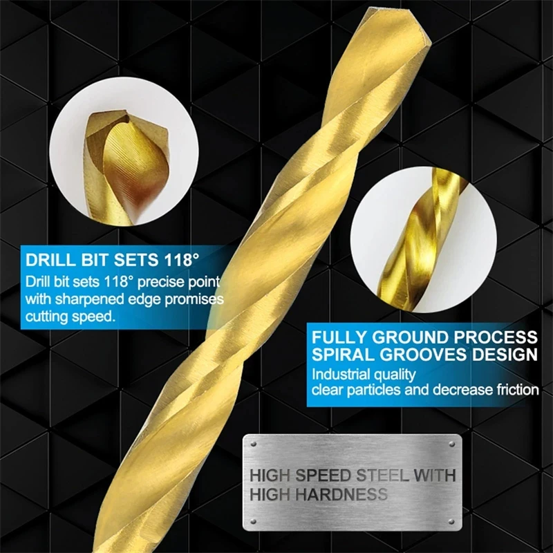 13PC Metric Drill Bit Set for Metal/Concrete/Tile (3/16"-1/2") - Professional Electric Drill Bits for Woods & Masonry